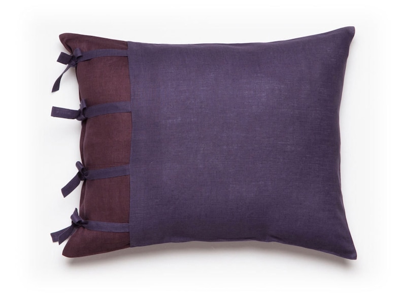 Linen pillowcases with ties Purple pillowcases king Etsy