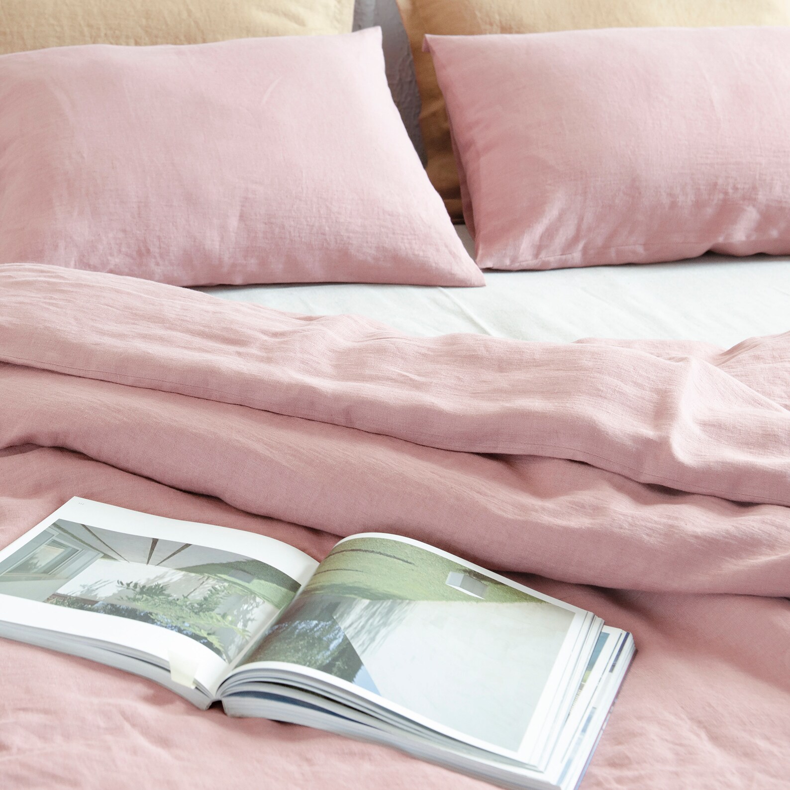 Dusty rose linen duvet cover Muted light Pink linen bedding Etsy