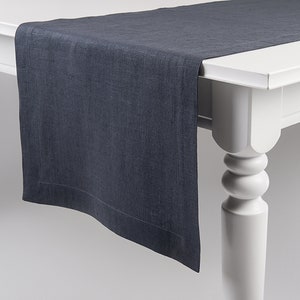 Natural table runner Charcoal linen, Dark grey linen table runners, Long table runner, Custom table runners in various colors