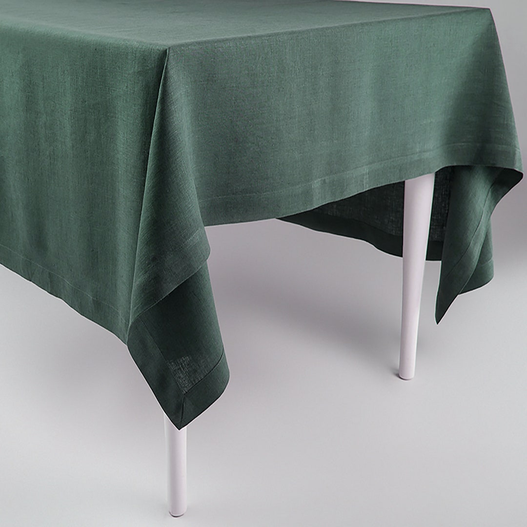 Linen Tablecloth Forest Green, Custom Tablecloths in Various Colors, Natural Table Decor Etsy