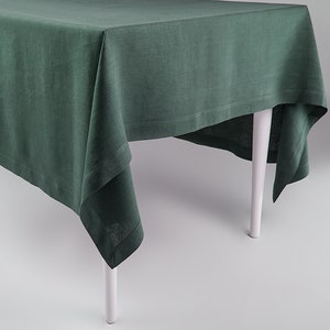 Linen tablecloth Forest green, Custom tablecloths in various colors, Natural table decor
