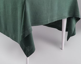 Leinen Tischdecke Waldgrün, Tischdecken in verschiedenen Farben, Natur Tischdecke