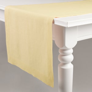 Linen table runner in Butter Yellow, Pale yellow table runner, Natural table settings by Lovely Home Idea, Handmade gift for home