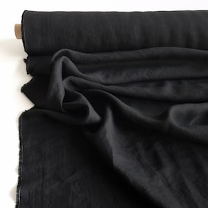 Black Linen Fabric, Black Fabric by the Yard, Black Fabric for Dress ...