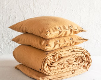 Linen duvet cover set, Duvet cover with pillowcases, Handmade soft linen bedding set, Queen, King, Double, Twin, Full