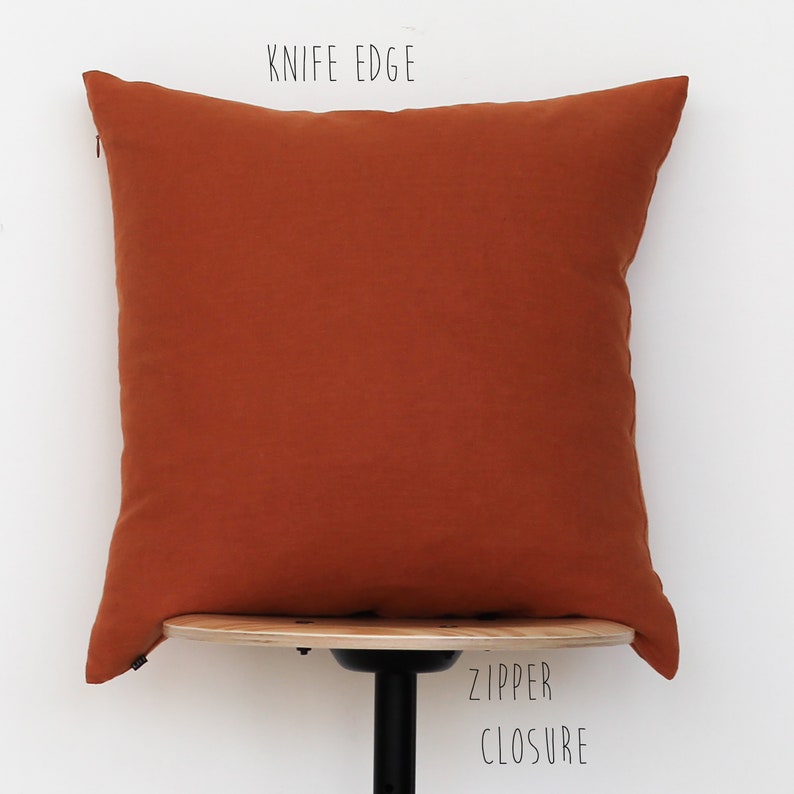 Linen throw pillow cover with zipper, Knife edge linen pillow covers image 7