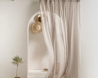 Sheer linen curtains, Pencil pleat curtain panels, Lightweight window curtains, Window drapes, Linen window treatments