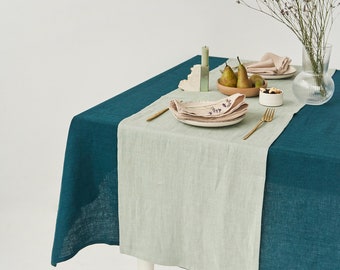 Natural linen tablecloth Custom color, Handmade pure linen tablecloth by Lovely Home Idea