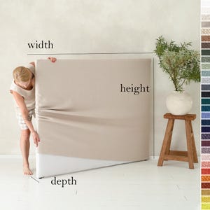 Linen headboard cover, Headboard slipcover, Natural head board cover, Fabric slip cover in various colors and custom sizes, Lovely Home Idea
