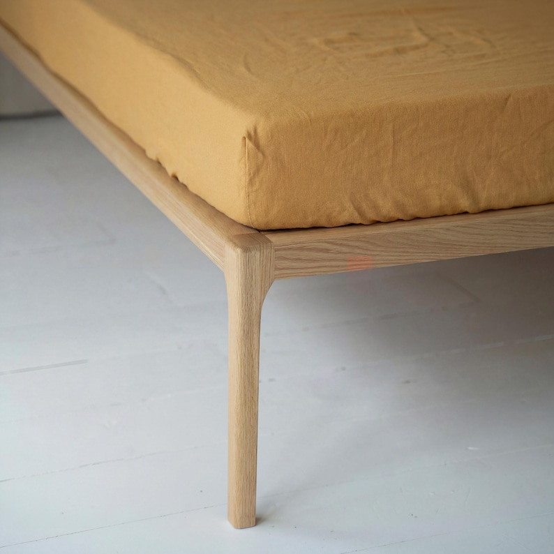 Linen Bedding, Yellow Ochre Linen Sheets, Bed Sheet Set Queen, King, Twin image 4