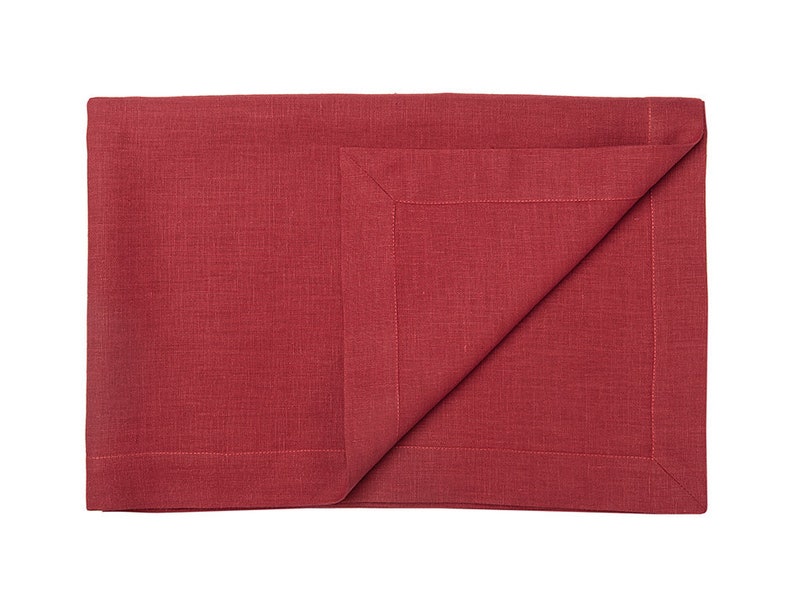 Red linen tablecloth