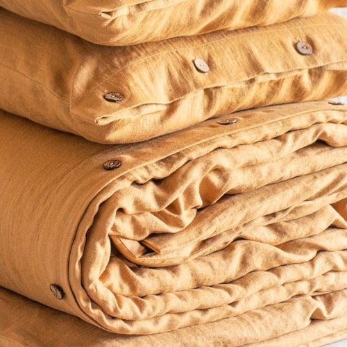 Natural linen duvet cover, 30 colors, Coconut buttons shops closure, Handmade linen bedding