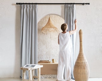 Handmade linen curtains, Pinch pleat curtains, Blackout curtains, Window curtain panels, Linen window treatments