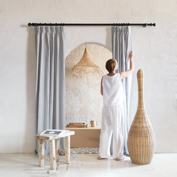 Handmade Linen Curtains Pinch Pleat Curtains Blackout Curtains