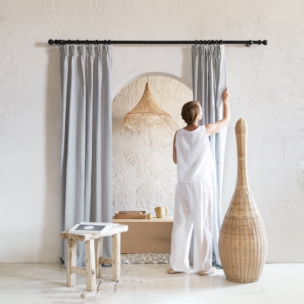 Handmade linen curtains, Pinch pleat curtains, Blackout curtains, Window curtain panels, Linen window treatments