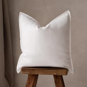 White linen pillow cover, Natural throw cushion case in various sizes & colors, White cushion covers, Linen throw pillow white