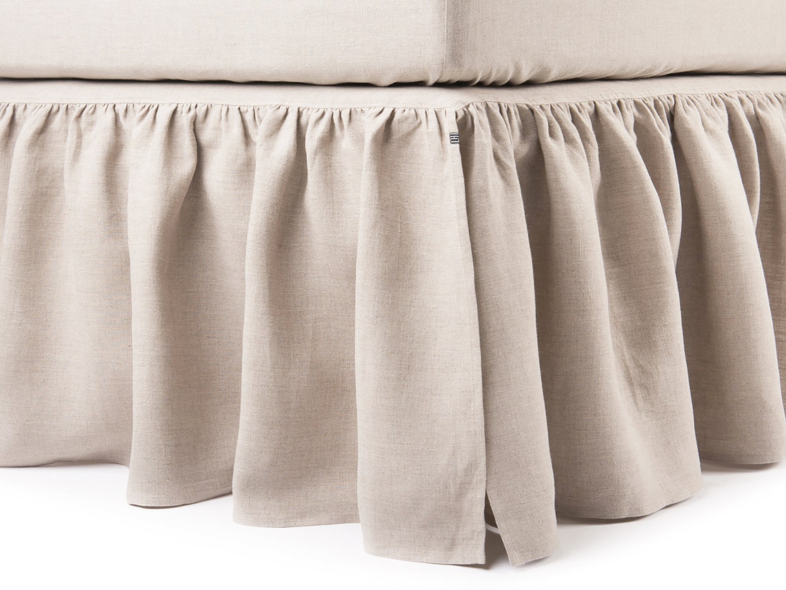 Handmade Linen Dust Ruffle 30 Colors Slpit Coners Gathered Etsy