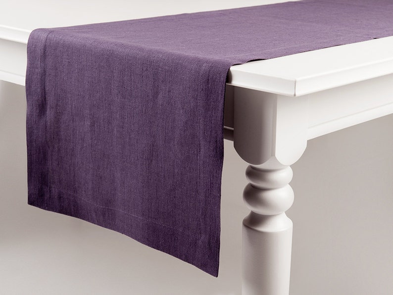 Violet Table Runner Violet Linen Table Runner Natural Table Etsy