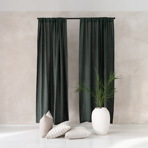 Natural linen curtains Rod pocket top, Linen blackout curtains, Rod pocket window curtains lined, Custom drapery panels in various colors