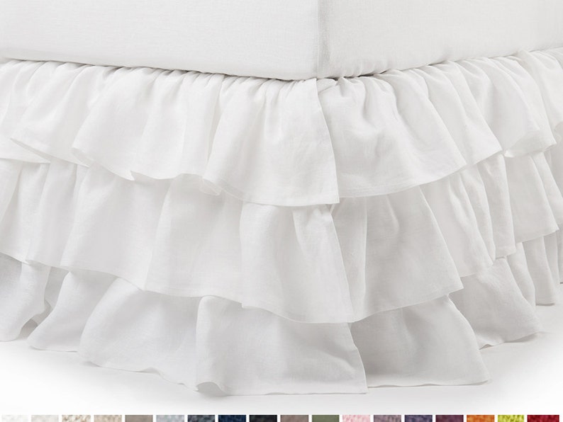 Queen bedskirt Linen bed skirt King Double Full or Twin size Etsy
