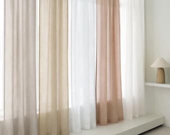 Stange Tasche Leinen Vorhang Panel, schiere Fenster Vorhänge, handgefertigte Gaze Vorhänge
