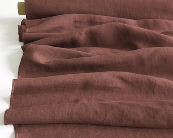 Deep Mocha Linen Fabric by the Yard, Brown fabrics by Meter for Clothes, Curtains