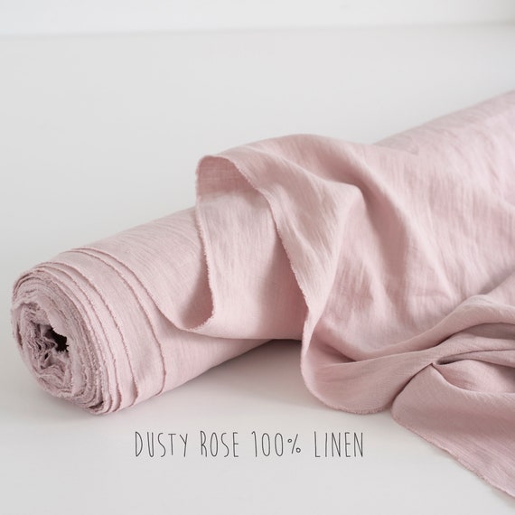 Dusty Rose Linen Fabric By The Yard Light Pink Image 0