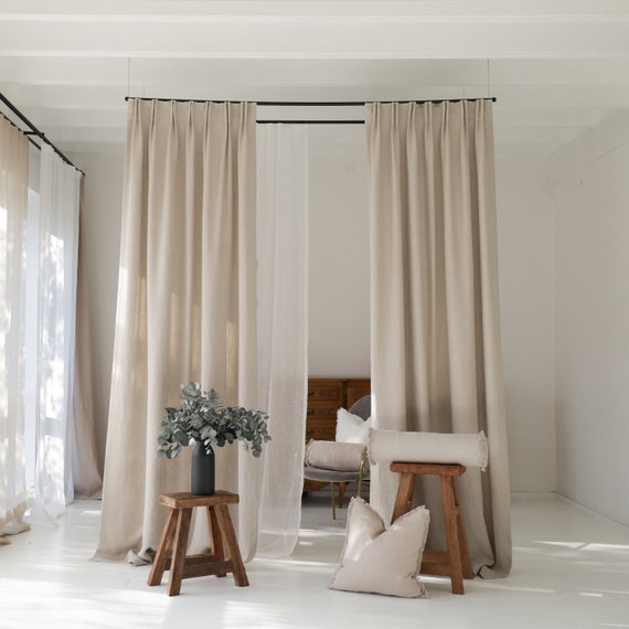 2 Tende Corte In Lino 63.5x63cm - Per Cucina, Bagno, Camera, Moderno, Leggero E Trasparente - Foto 2