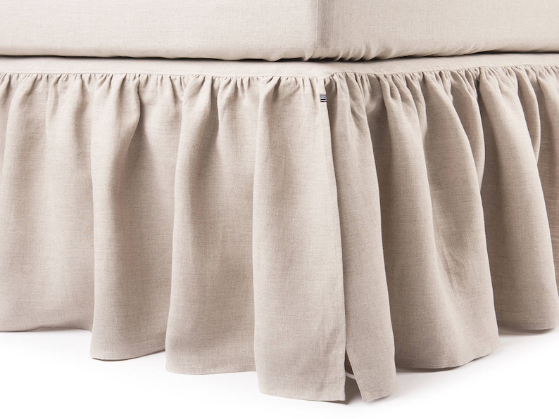 Linen dust ruffle King 16 colors Linen bed skirt Custom Etsy