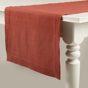 Burnt Orange table runner, Soft linen table runners, Custom size linen table runners, Handmade gift for home