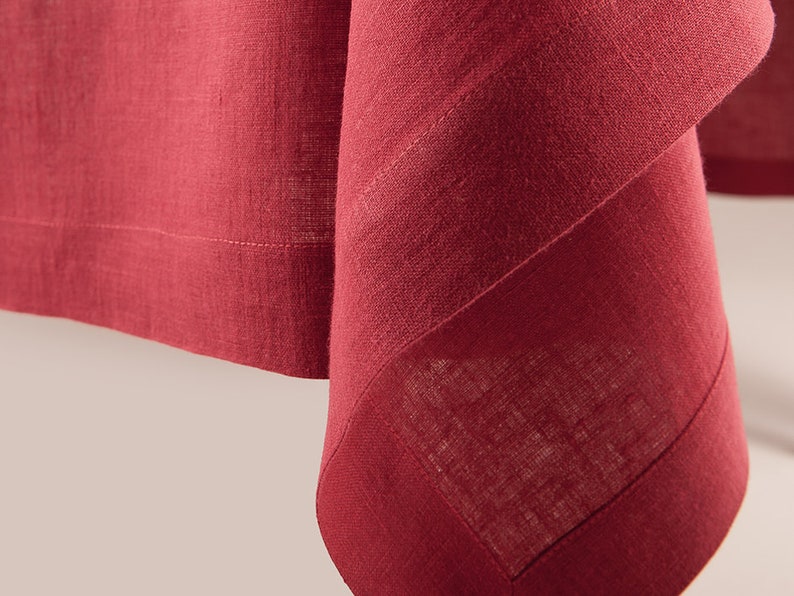 Red linen tablecloth
