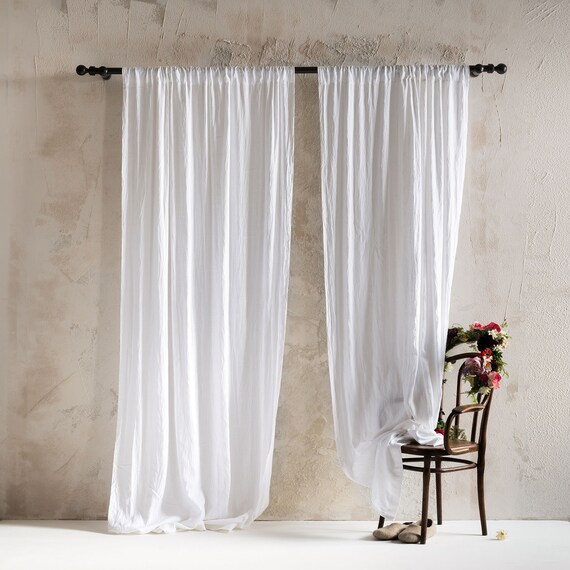 Natural Linen Curtains Rod Pocket Curtains Unlined Or Etsy