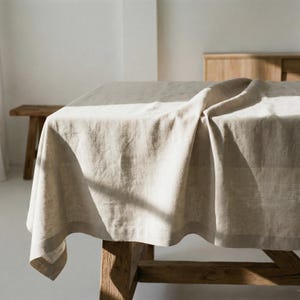 Natürliche Leinen Tischdecke, Flachs Tischdecken Groß bis Klein, Tischdecken nach Maß