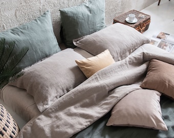 Linen duvet cover Natural, Handmade duvet cover Double, Single, King, Twin, Queen, Full, Linen bedding in various colors by Lovely Home Idea