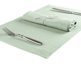 Table napkins and placemats, Linen napkin set, Linen placemat set, Square cloth napkins, Rectangle fabric place mats