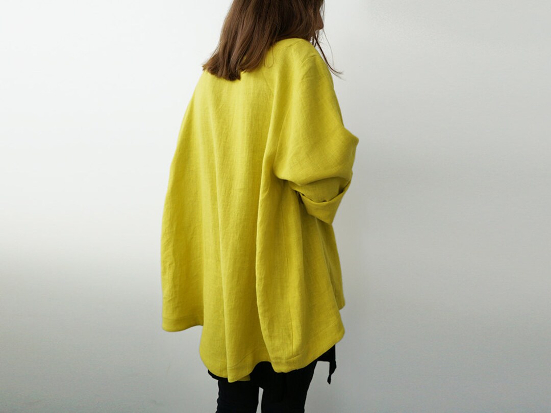 Jacket for Women, Chartreuse Jacket Women, Linen Cardigan, Loose Fit ...