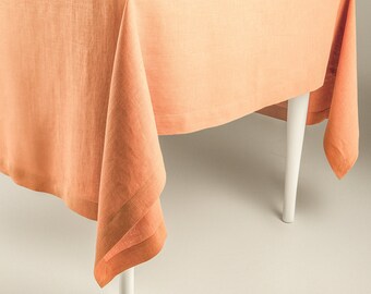 Linen tablecloth Peach clay main image 1