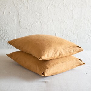 Linen Bedding, Yellow Ochre Linen Sheets, Bed Sheet Set Queen, King, Twin image 2