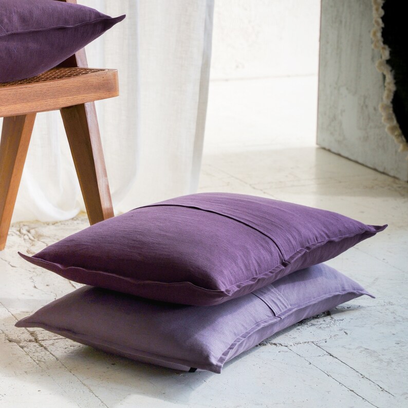 Linen throw pillow cover Knife edge pillow covers with zipper Etsy