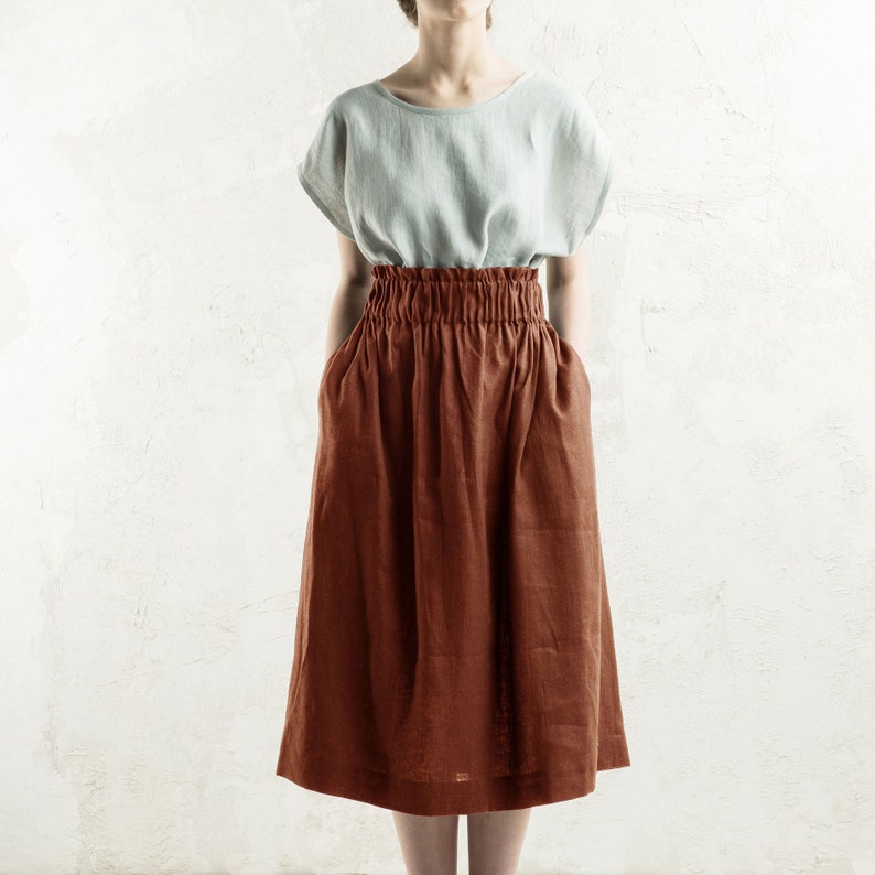 Natural linen skirt Midi skirt for woman Long skirts women | Etsy