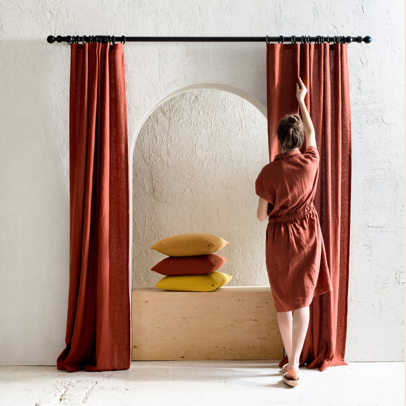 Natural Linen Curtains Blackout Curtains 1 Window Curtain Etsy UK