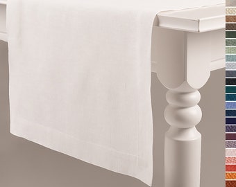 Corredor de mesa de lino Blanco en varios tamaños, Corredores de mesa de lino personalizados, Decoración de mesa natural