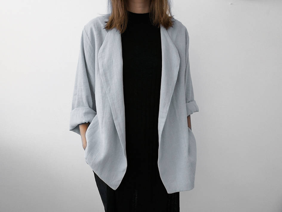 Loose fit linen women's jacket dove grey linen jacket Etsy