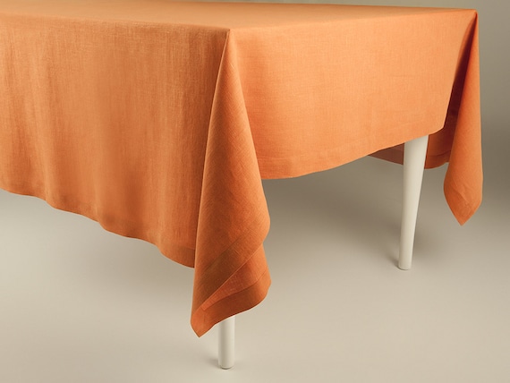 Voorbijgaand stijl water Roest linnen tafelkleed Oranje tafelkleed Rechthoekig - Etsy België