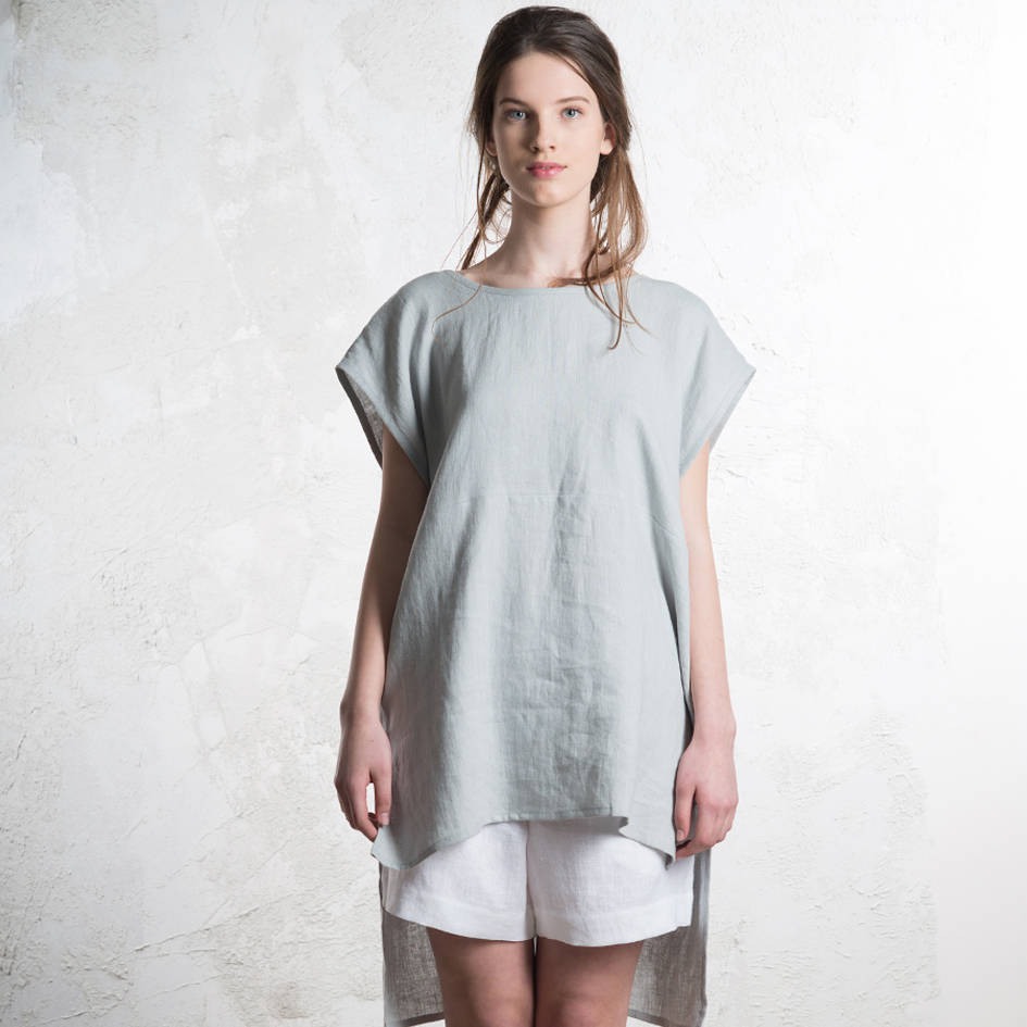 Dove grey linen top Linen tunic for women Linen tank top | Etsy