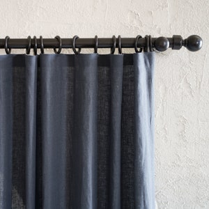 Linen curtains with blackout for bedroom Curtain panels for Living room Custom window curtains with tape for rings suitable for tracks image 2