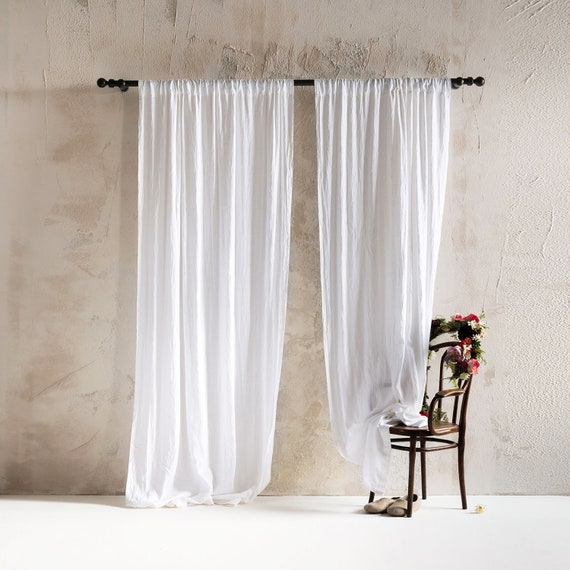 Linen Curtains Rod Pocket Drapes Handmade Window Treatmets Etsy