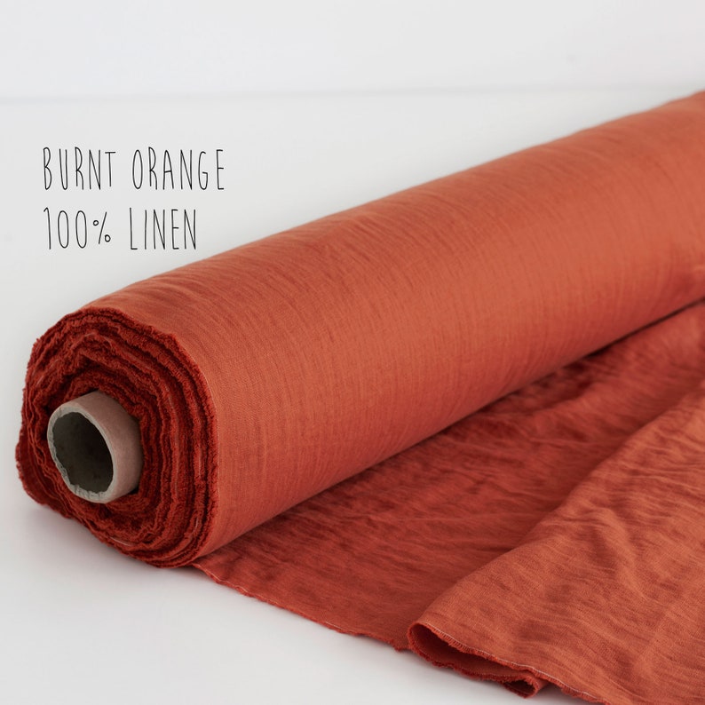 Burnt Orange Linen Fabric by the Yard Soft Linen Fabric Etsy