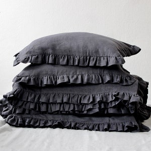 Linen duvet cover with ruffles, Handmade ruffle duvet cover, Natural duvet cover Queen, Duvet King, Twin Ruffle bedding
