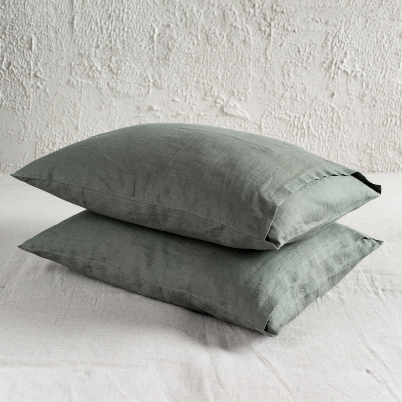 Linen pillowcase with envelope closure, Natural linen pillowcases, Natural linen bedding, Includes 1 handmade soft linen pillow case image 1